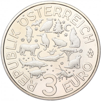 3 евро 2019 года Австрия «Животные со всего мира — Выдра»