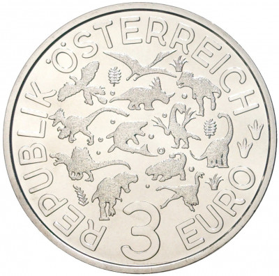 3 евро 2022 года Австрия «Супер динозавры — Пахицефалозавр»