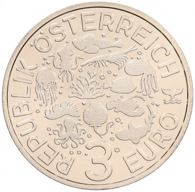 3 евро 2025 года Австрия «Светящаяся морская жизнь — Голожаберный моллюск»