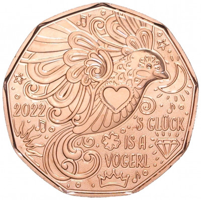 5 евро 2022 года Австрия «Птица счастья»