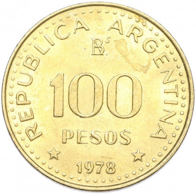 100 песо 1978 года Аргентина «200 лет со дня рождения Хосе де Сан-Мартина»