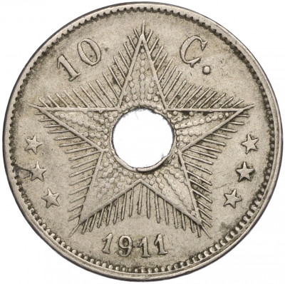 10 сантимов 1911 года Бельгийское Конго