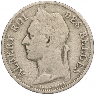 50 сантимов 1925 года Бельгийское Конго — легенда на французском (CONGO BELGE / DES BELGES)