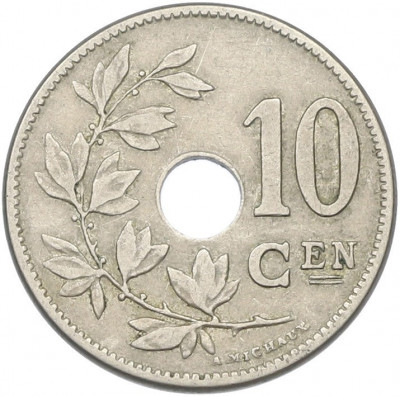 10 сантимов 1904 года Бельгия — Надпись на фламандском (BELGIE)