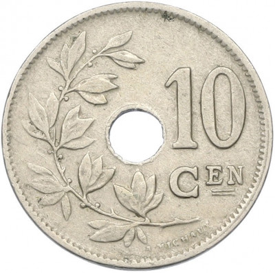 10 сантимов 1929 года Бельгия — Надпись на фламандском (BELGIE)