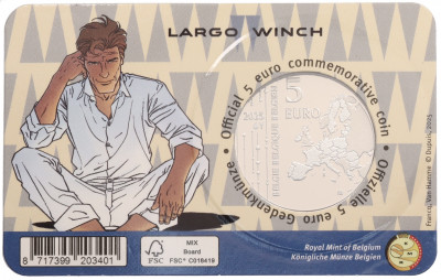 5 евро 2025 года Бельгия «Ларго Винч» (в блистере)