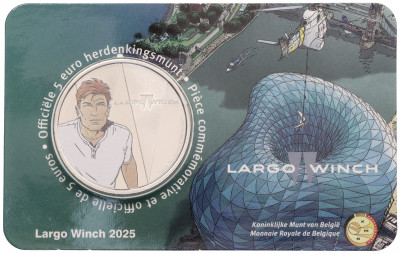 5 евро 2025 года Бельгия «Ларго Винч» (Цветное покрытие — в блистере)