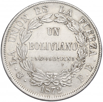 1 боливиано 1872 года Боливия