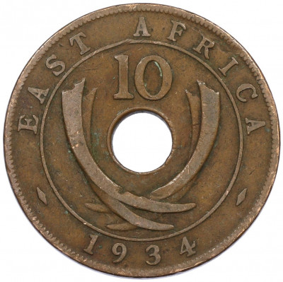 10 центов 1934 года Британская Восточная Африка