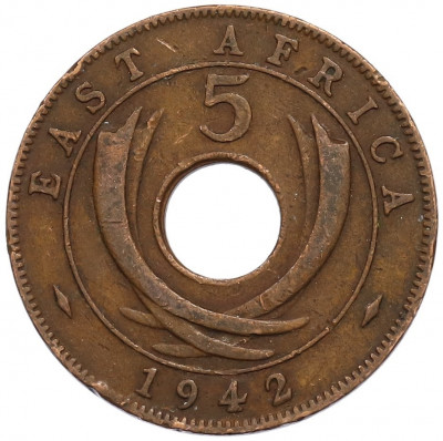 5 центов 1942 года Британская Восточная Африка