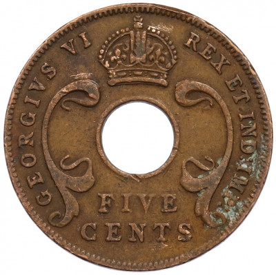 5 центов 1942 года Британская Восточная Африка