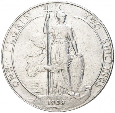 1 флорин (2 шиллинга) 1908 года Великобритания