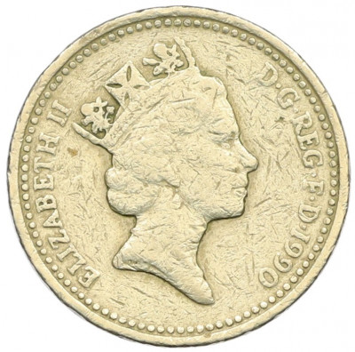 1 фунт 1990 года Великобритания