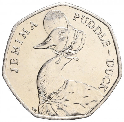 50 пенсов 2016 года Великобритания «150 лет со дня рождения Беатрис Поттер — Клара Кряквуд»