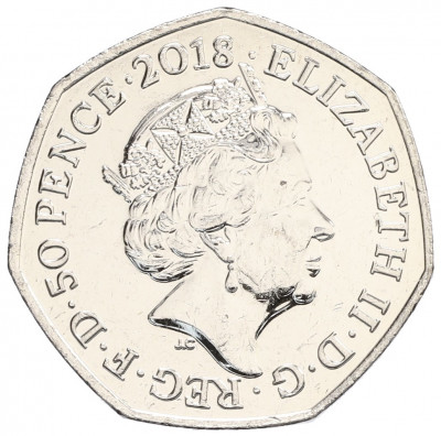 50 пенсов 2018 года Великобритания «150 лет со дня рождения Беатрис Поттер — Флопси Банни»