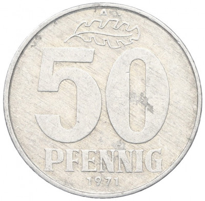 50 пфеннигов 1971 года Восточная Германия (ГДР)