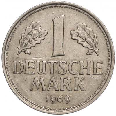 1 марка 1969 года J Западная Германия (ФРГ)