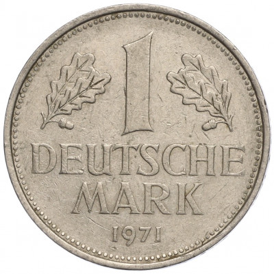 1 марка 1971 года J Западная Германия (ФРГ)