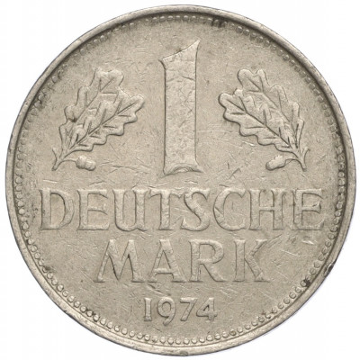 1 марка 1974 года F Западная Германия (ФРГ)