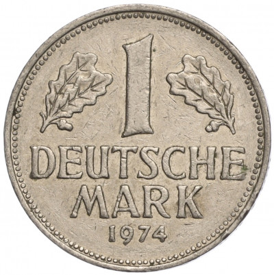 1 марка 1974 года J Западная Германия (ФРГ)