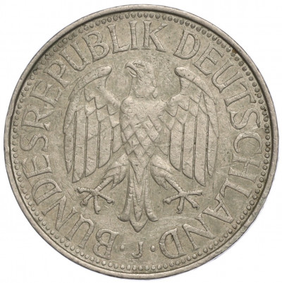 1 марка 1975 года J Западная Германия (ФРГ)