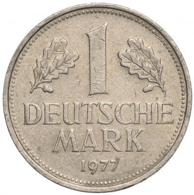 1 марка 1977 года F Западная Германия (ФРГ)