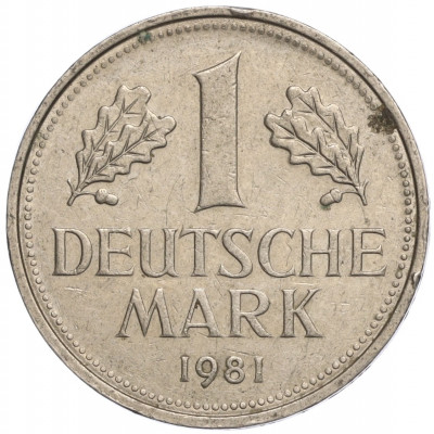 1 марка 1981 года F Западная Германия (ФРГ)
