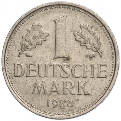 1 марка 1988 года D Западная Германия (ФРГ)