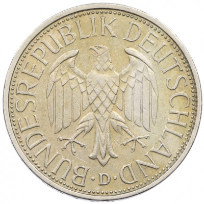 1 марка 1989 года D Западная Германия (ФРГ)