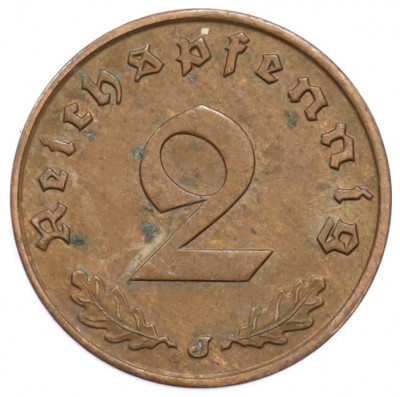 2 рейхспфеннига 1938 года J Германия