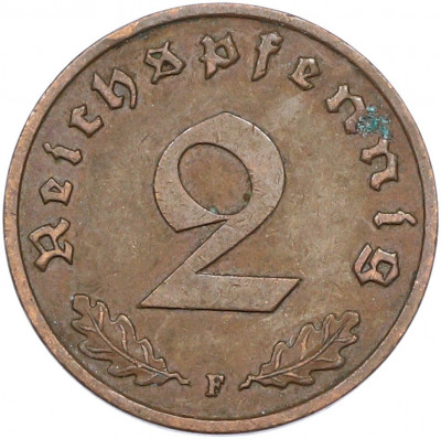 2 рейхспфеннига 1939 года F Германия