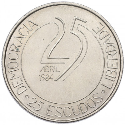 25 эскудо 1984 года Португалия «10 лет Революции»