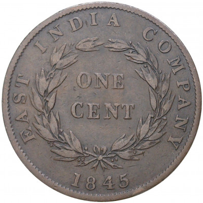 1 цент 1845 года Стрейтс Сетлментс