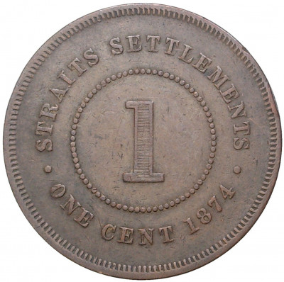1 цент 1874 года Стрейтс Сетлментс