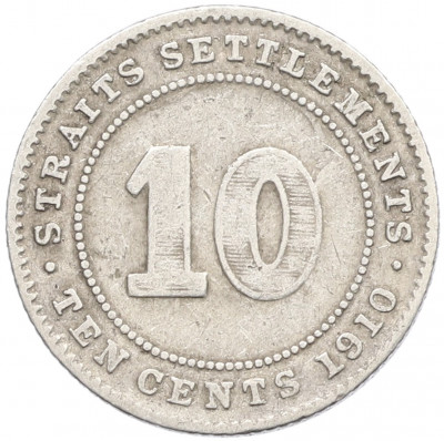 10 центов 1910 года Стрейтс Сетлментс