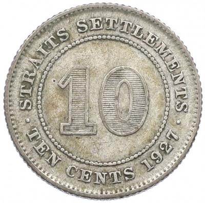 10 центов 1927 года Стрейтс Сетлментс