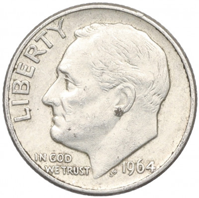 1 дайм (10 центов) 1964 года D США