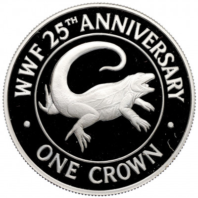 1 крона 1988 года Теркс и Кайкос «25 лет Фонду дикой природы»