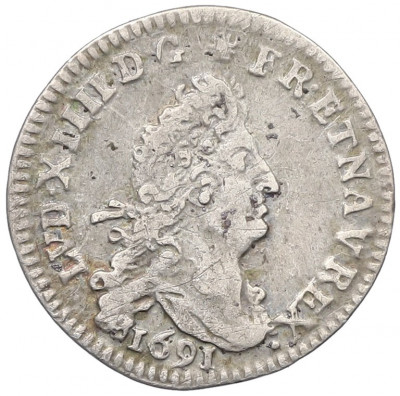 4 денье 2 соля 1691 года D Франция