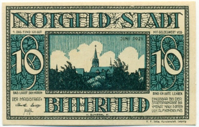 10 пфеннигов 1921 года Германия — Биттерфельд (Нотгельд)