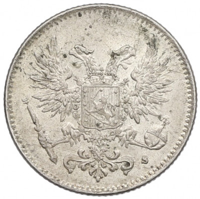 50 пенни 1917 года Русская Финляндия — Орел без корон (Временное правительство)