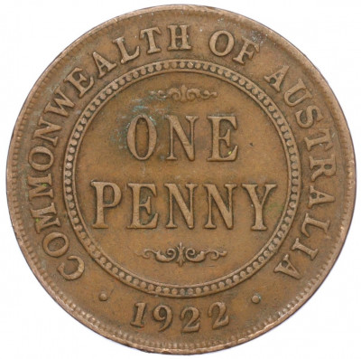 1 пенни 1922 года Австралия