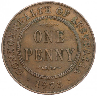 1 пенни 1933 года Австралия