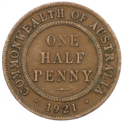 1/2 пенни 1921 года Австралия