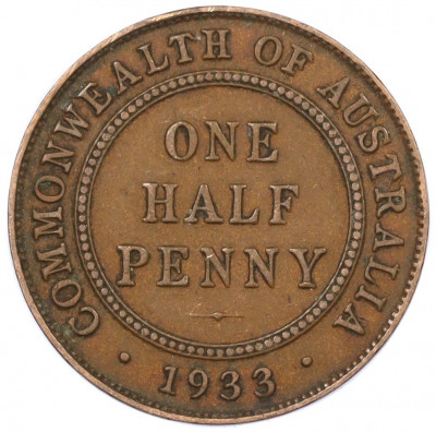 1/2 пенни 1933 года Австралия