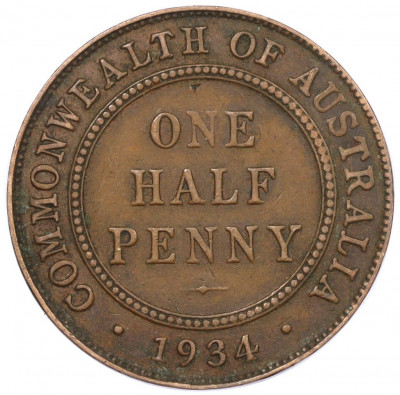1/2 пенни 1934 года Австралия