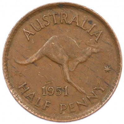 1/2 пенни 1951 года Австралия