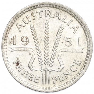 3 пенса 1951 года PL Австралия