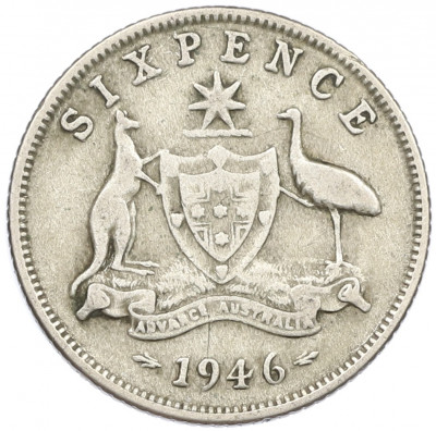 6 пенсов 1946 года Австралия