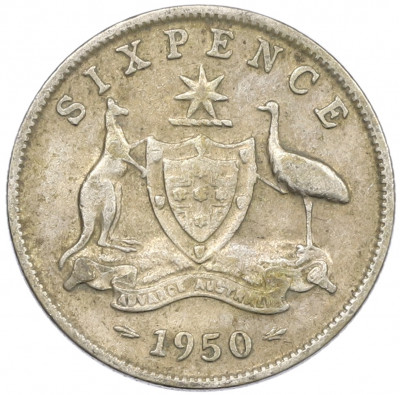 6 пенсов 1950 года Австралия